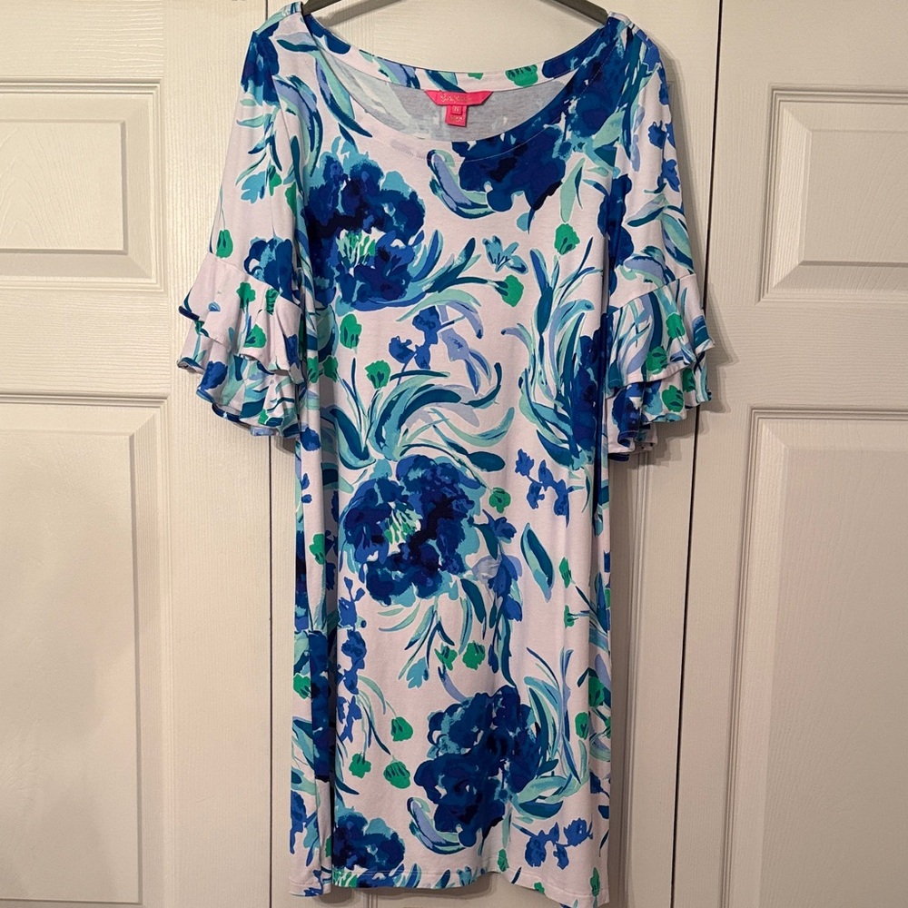 Floral Blue and Green Women's Dress